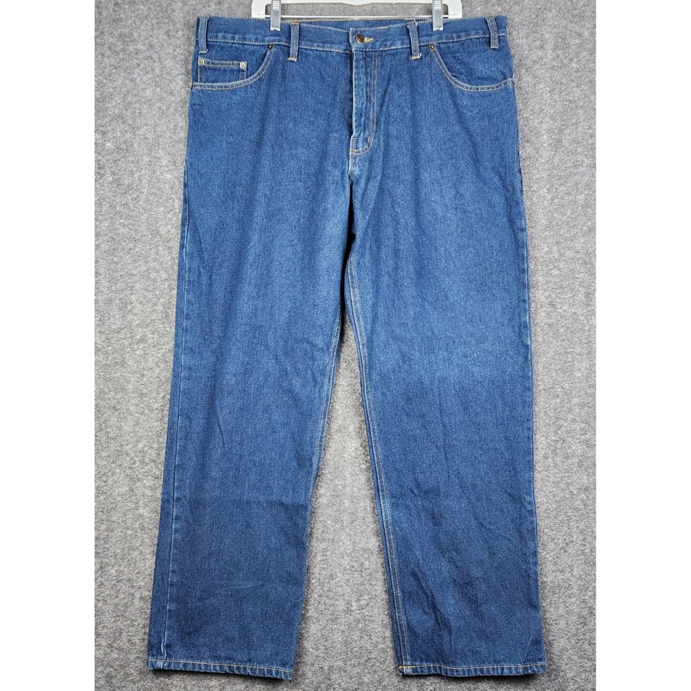 RK Brand Work‎ Wear Jeans Mens 40x32 Blue Straight Leg 100% Cotton Denim